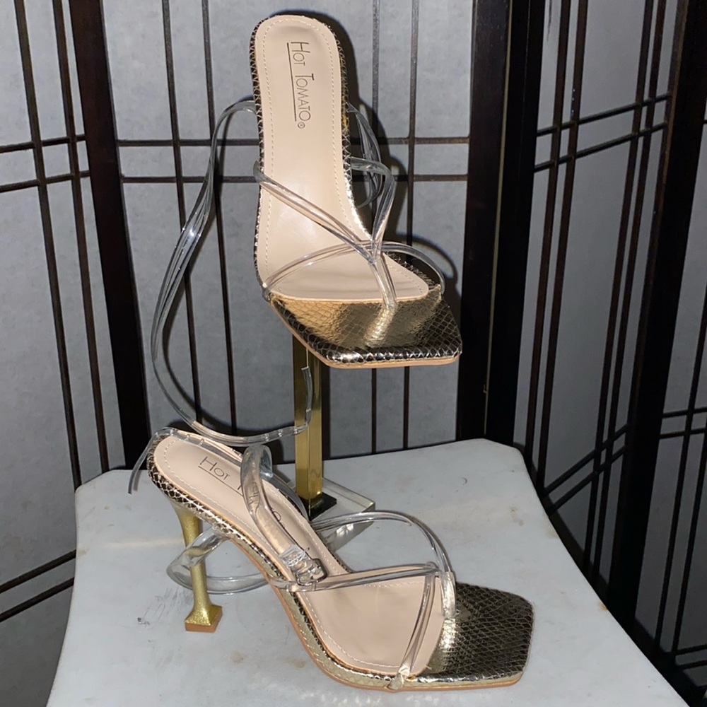 Clear ankle strap sandals